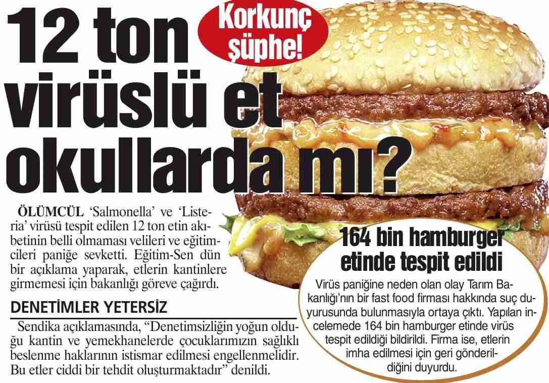 12 Ton Virüslü Et Okullarda mı? - Güneş