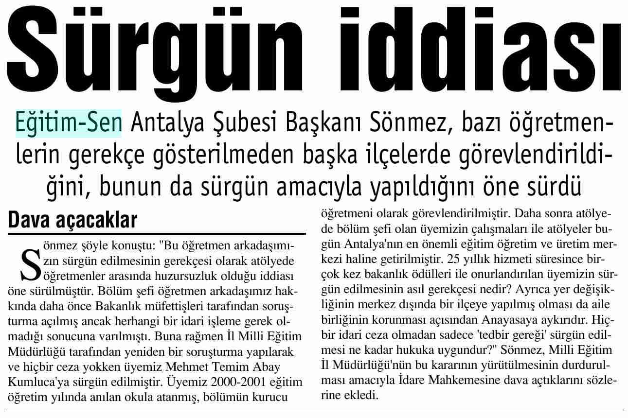 22.10.2010 - Sürgün İddiası - Akdeniz Manşet