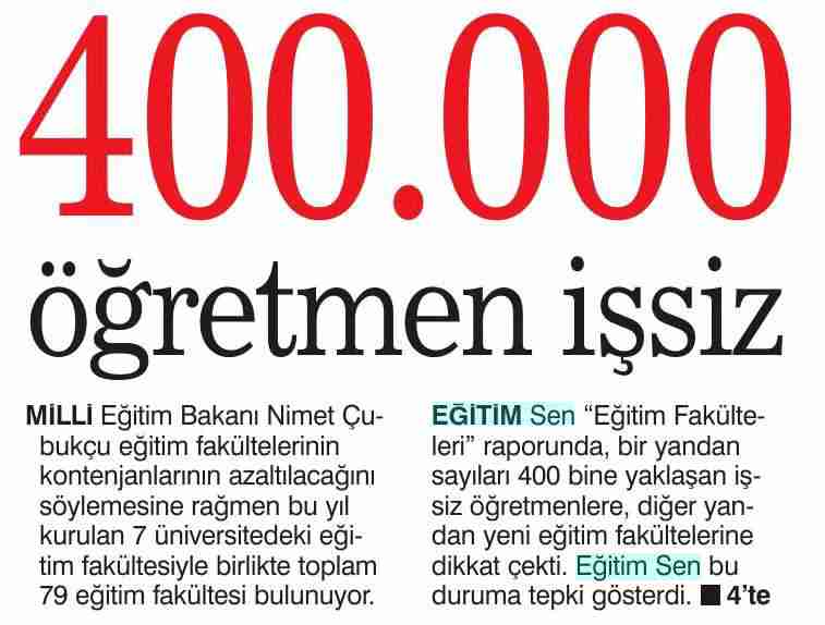 400.000 Öğretmen İşsiz - Haber Ekspres İzmir
