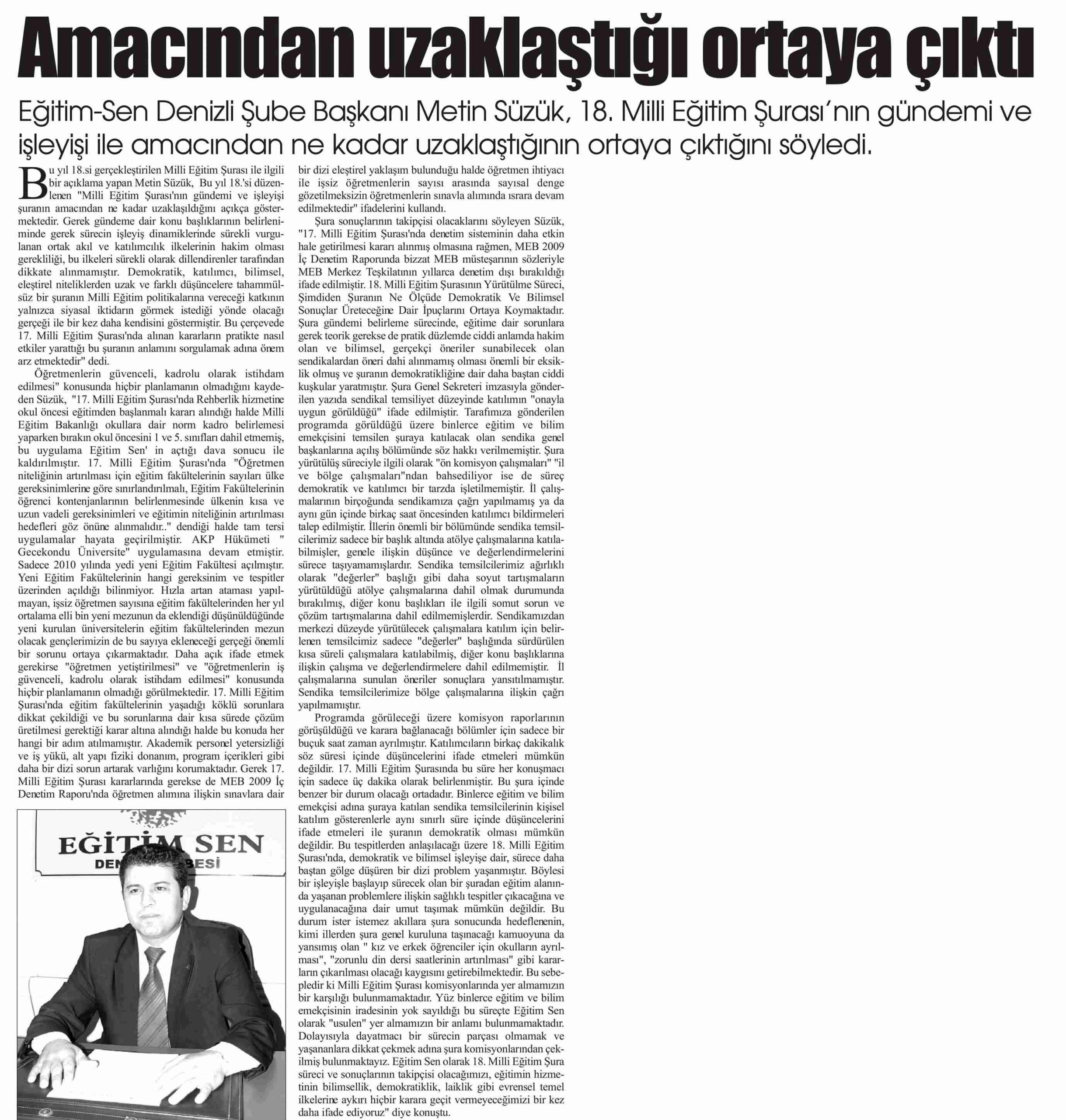 Amacından Uzaklaştığı Ortaya Çıktı - Yeni Olay Gazetesi