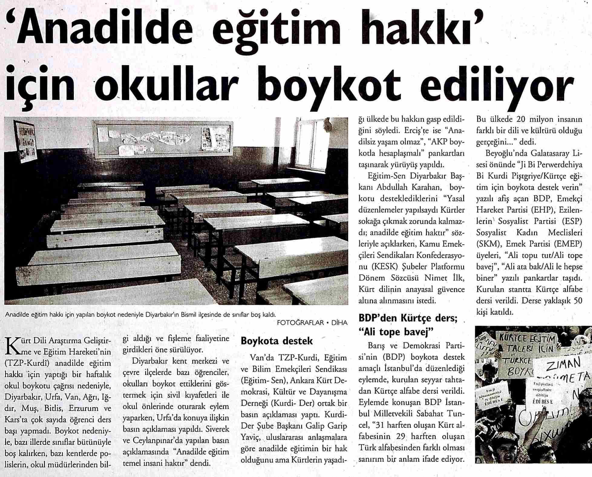 Anadilde Eğitim Hakkı İçin Okullar Boykot Ediliyor - Agos