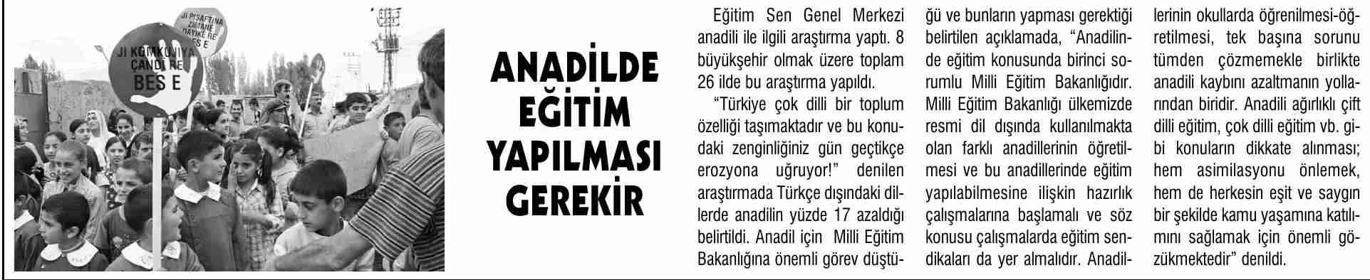 Anadilde Eğitim Yapılması Gerekir - Evrensel