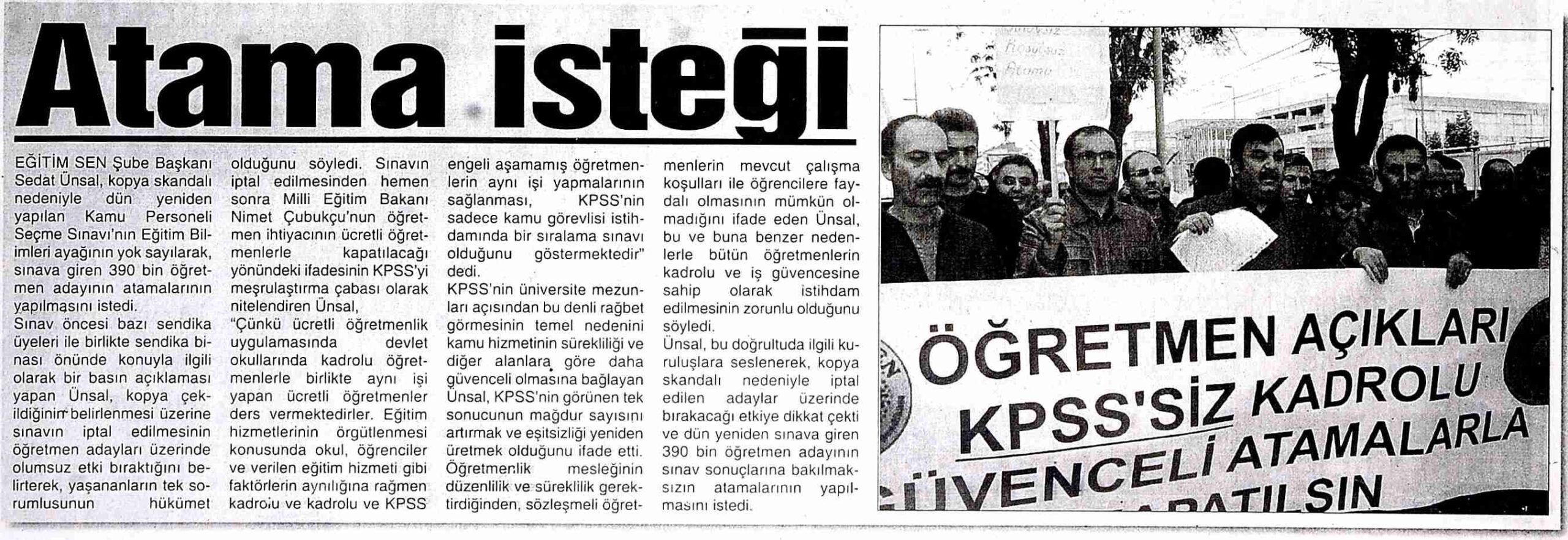 Atama İsteği - Kayseri Havadis