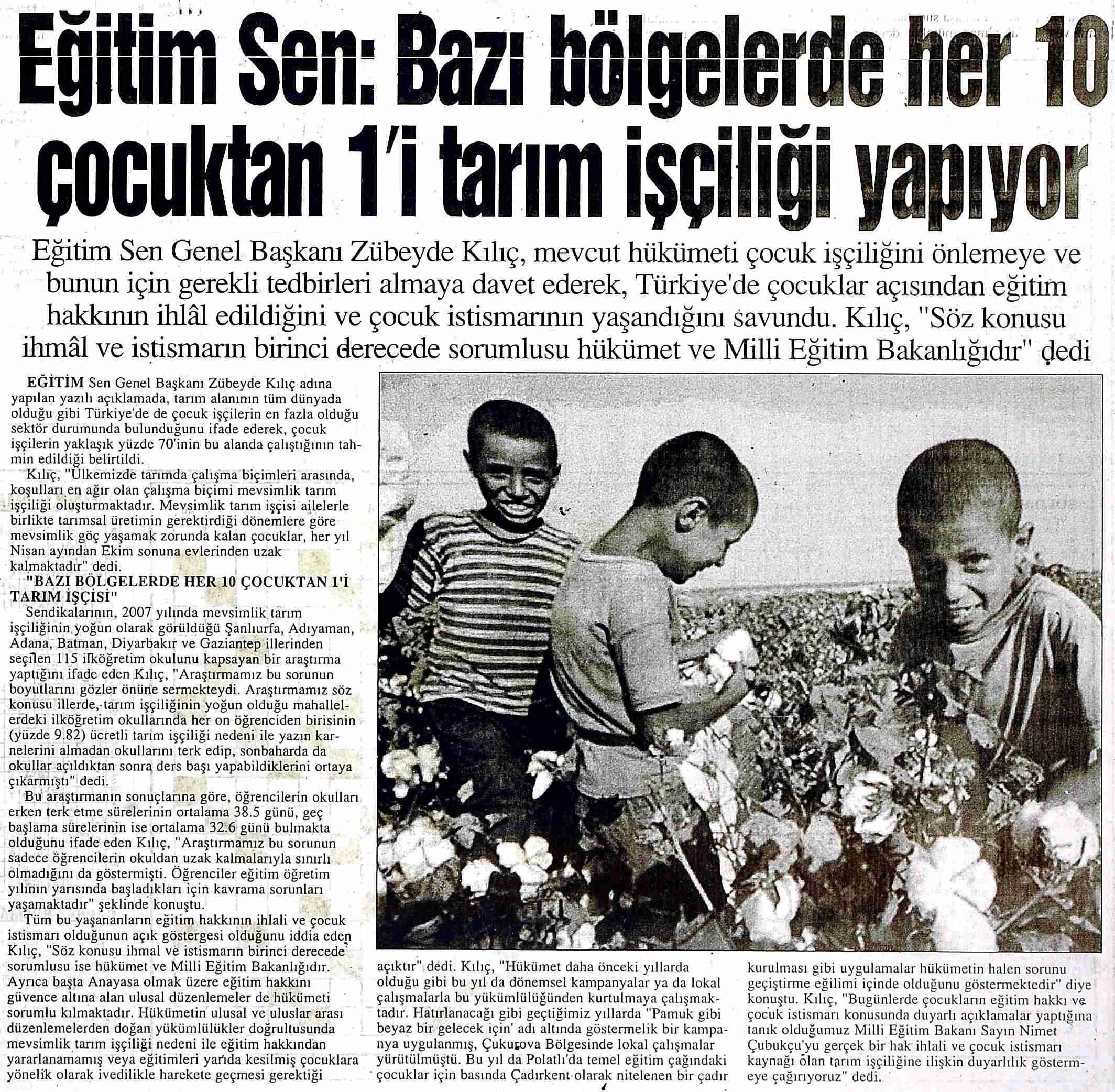 Bazı Bölgelerde Her 10çocuktan 1'i Tarım İşçiliği Yapıyor - İstanbul Gazete