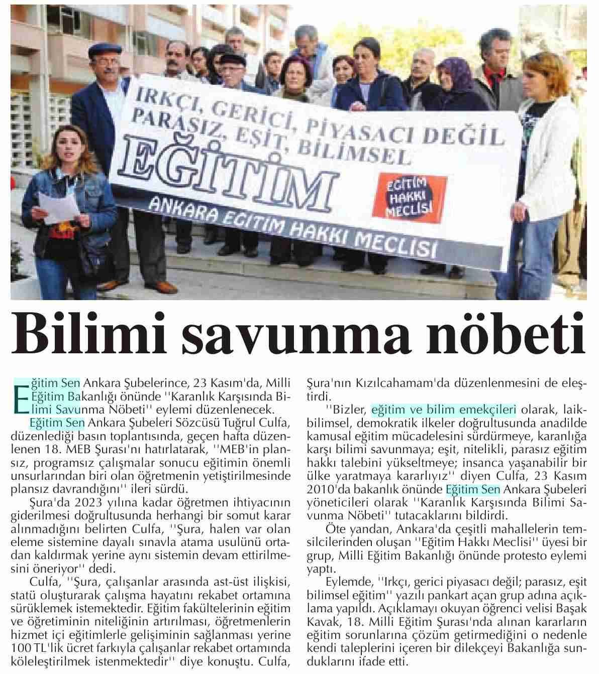 Bilimi Savunma Nöbeti - Başkent