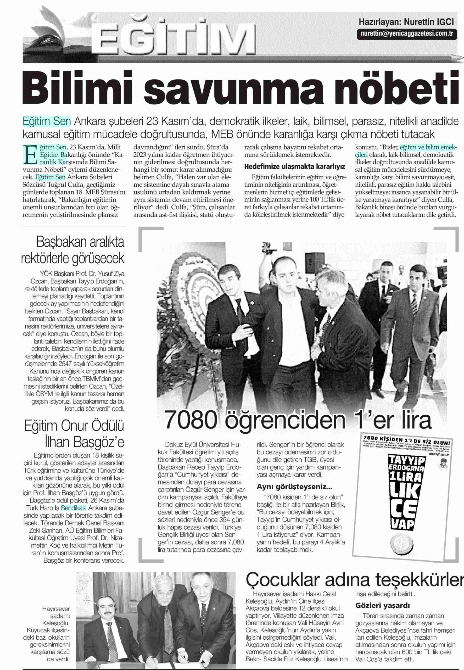 Bilimi Savunma Nöbeti - Yeni Çağ