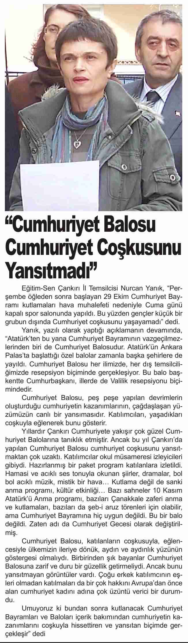 Cumhuriyet Balosu Cumhuriyet Coşkusunu Yansıtmadı - Karatekin Gazetesi