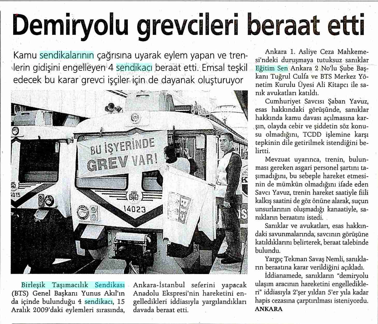 Demiryolu Grevcileri Beraat Etti - Günlük
