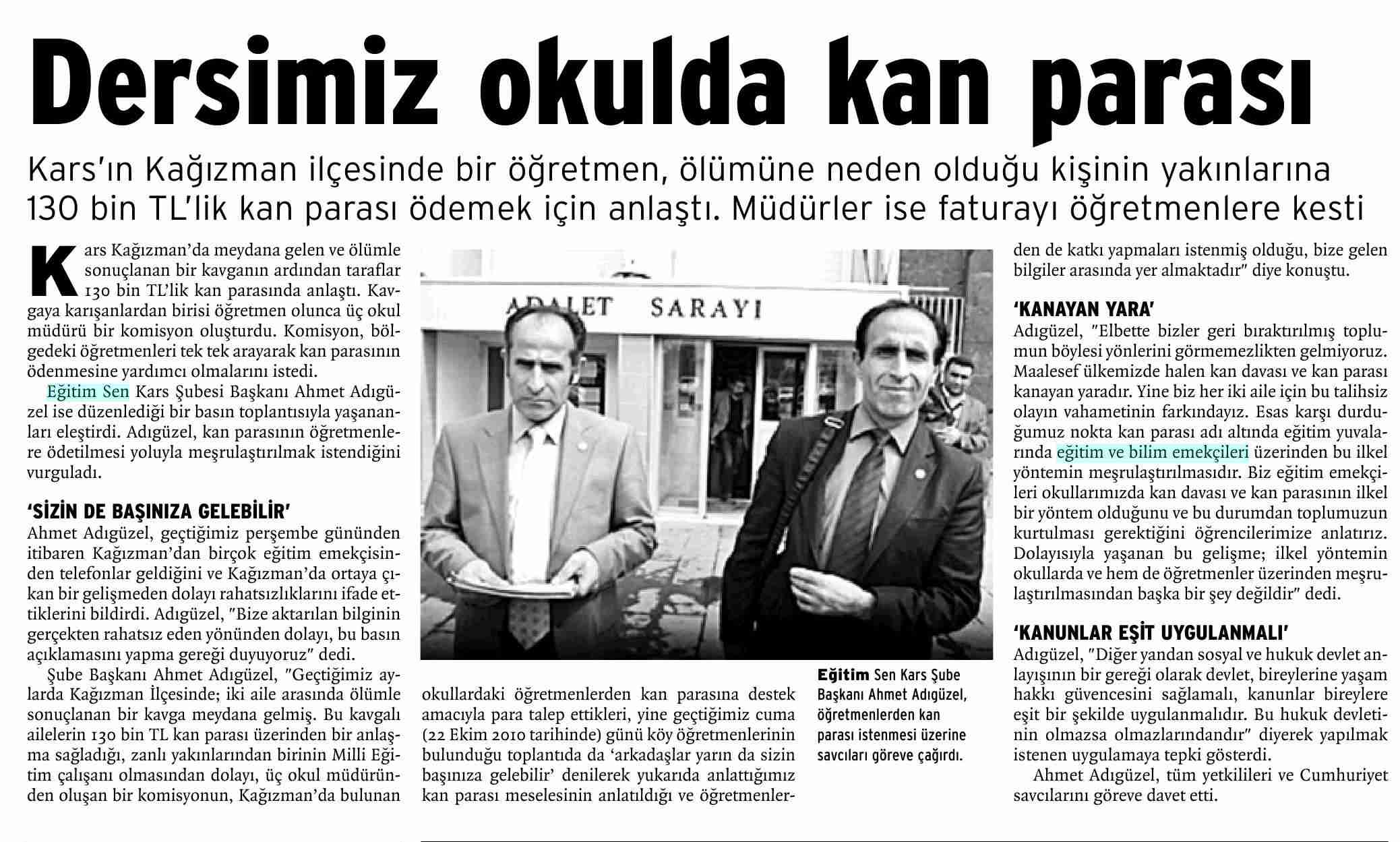 Dersimiz Okulda Kan Parası - Birgün