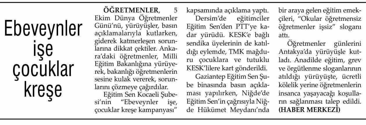 Ebeveynler İşe Çocuklar Kreşe - Evrensel