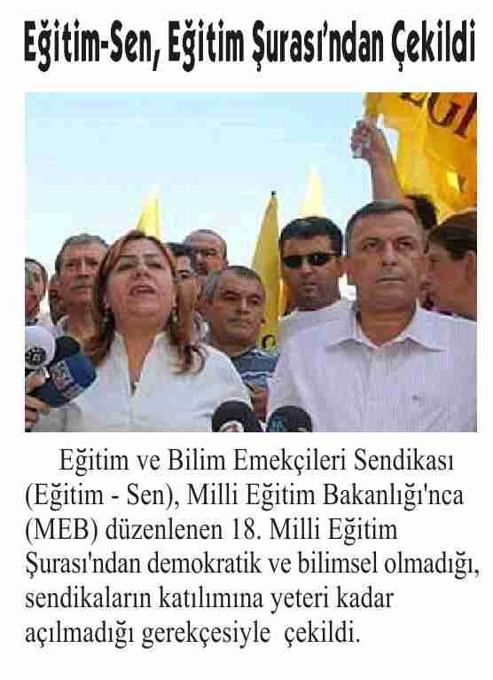 Eğitim Sen Eğitim Şurasından Çekildi - Karahöyük
