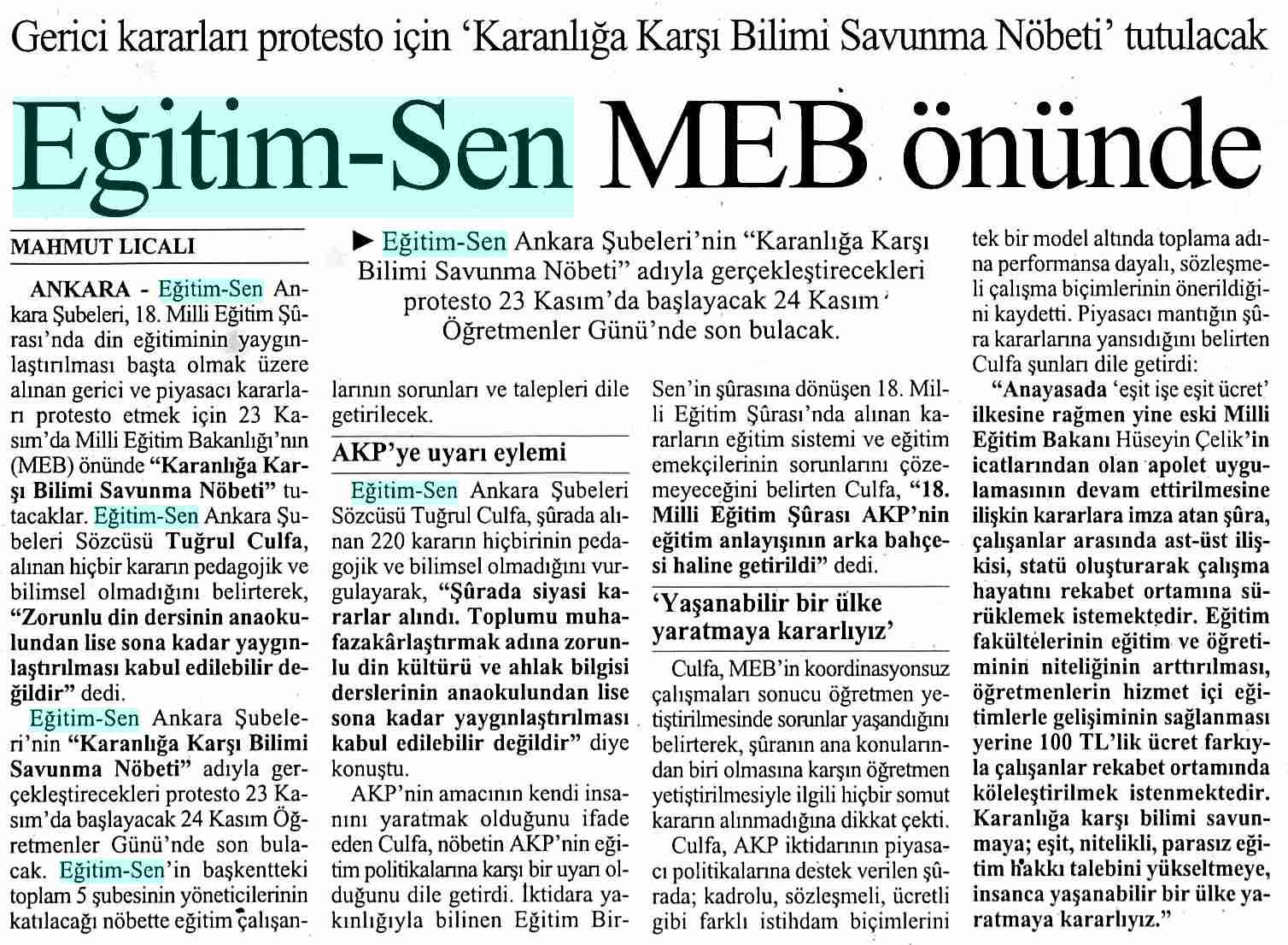 Eğitim Sen MEB Önünde - Cumhuriyet