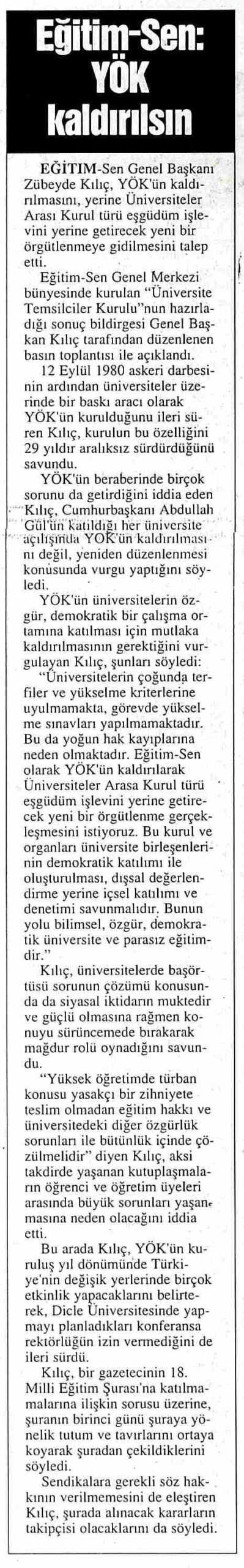Eğitim Sen YÖK Kaldırılsın - İstanbul Gazetesi