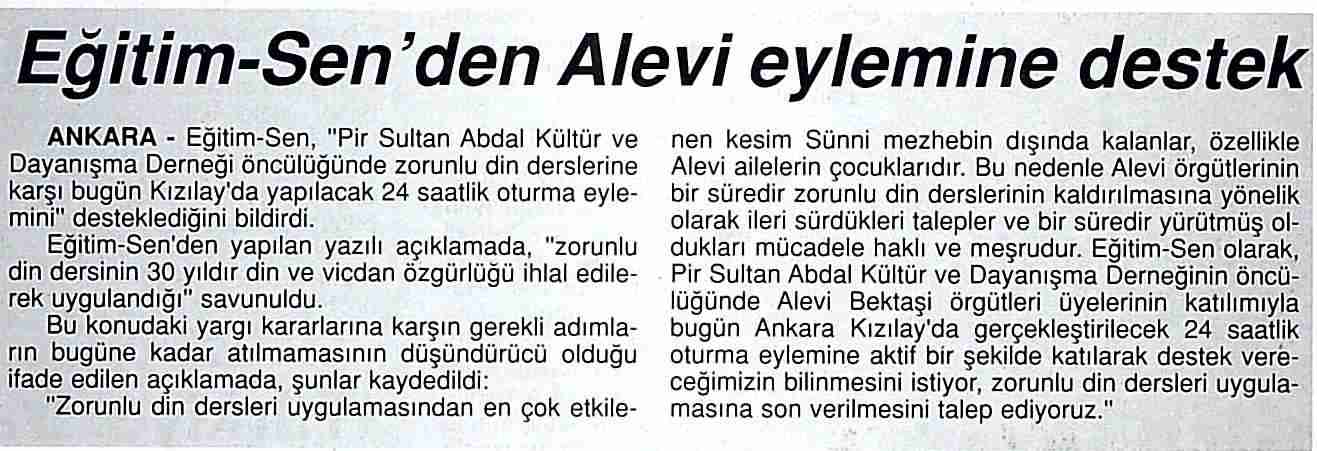 Eğitim Sen'den Alevi Eylemine Destek - Barış