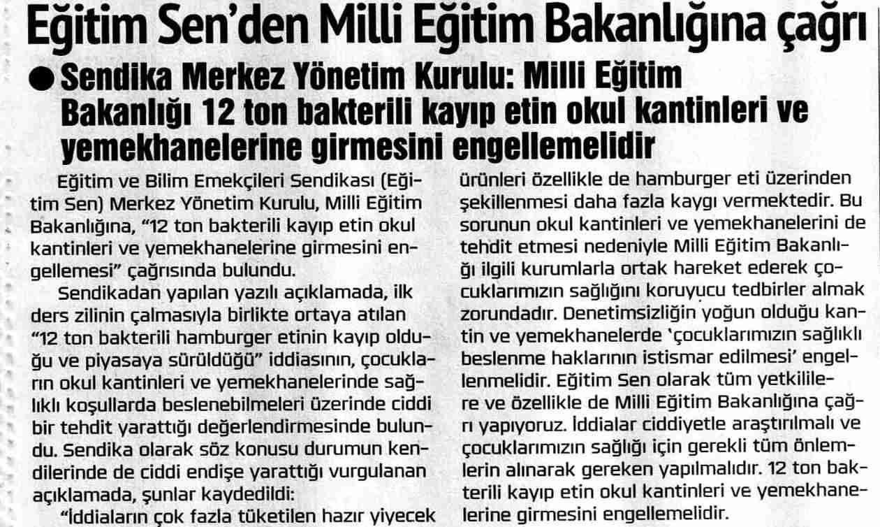 Eğitim Sen'den MEB'na Çağrı - Sonsöz