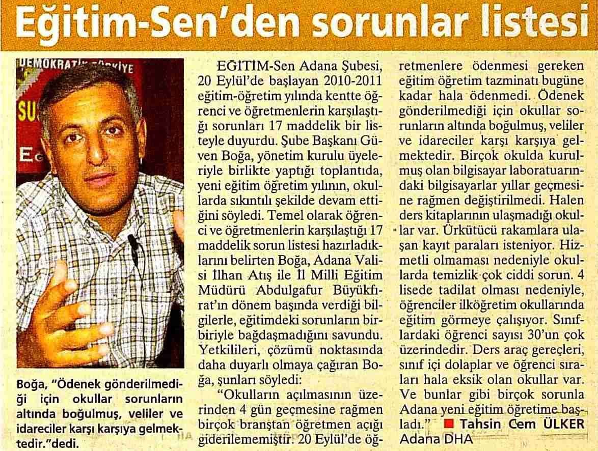 Eğitim Sen'den Sorunlar Listesi - Milliyet