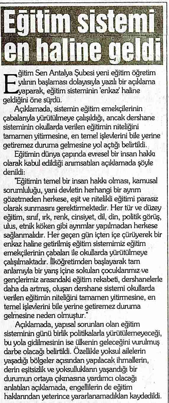 Eğitim Sistemi Enkaz Haline Geldi - Gerçek Akdeniz