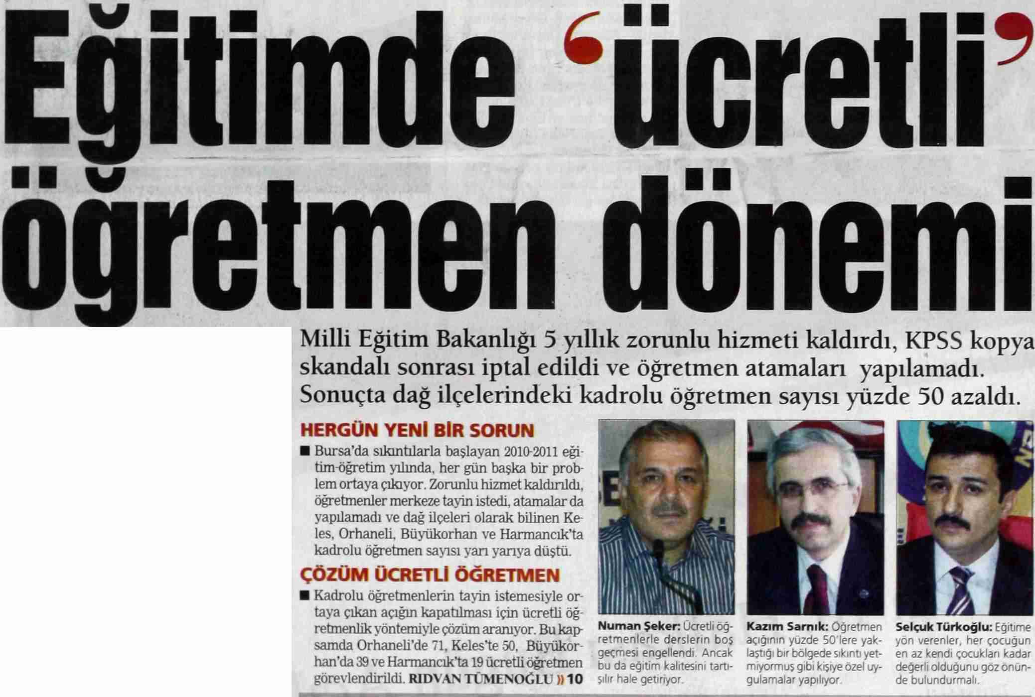 Eğitimde Ücretli Öğretmen Dönemi - Bursa Meydan
