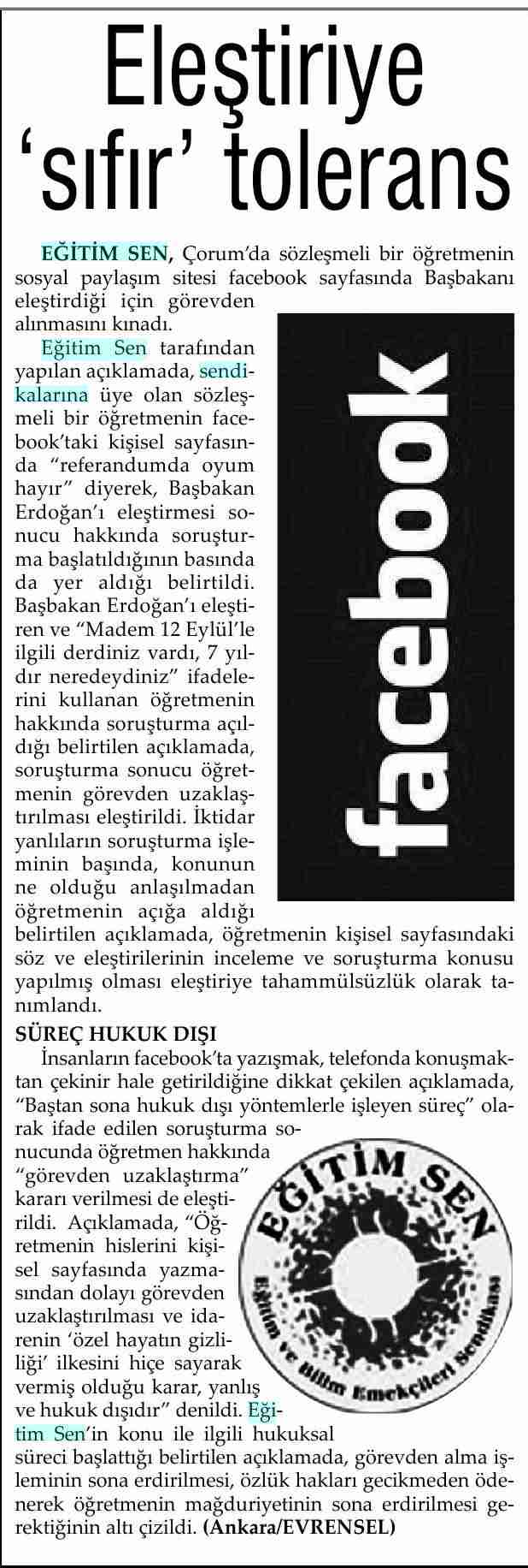 Eleştiriye Sıfır Tolerans - Evrensel