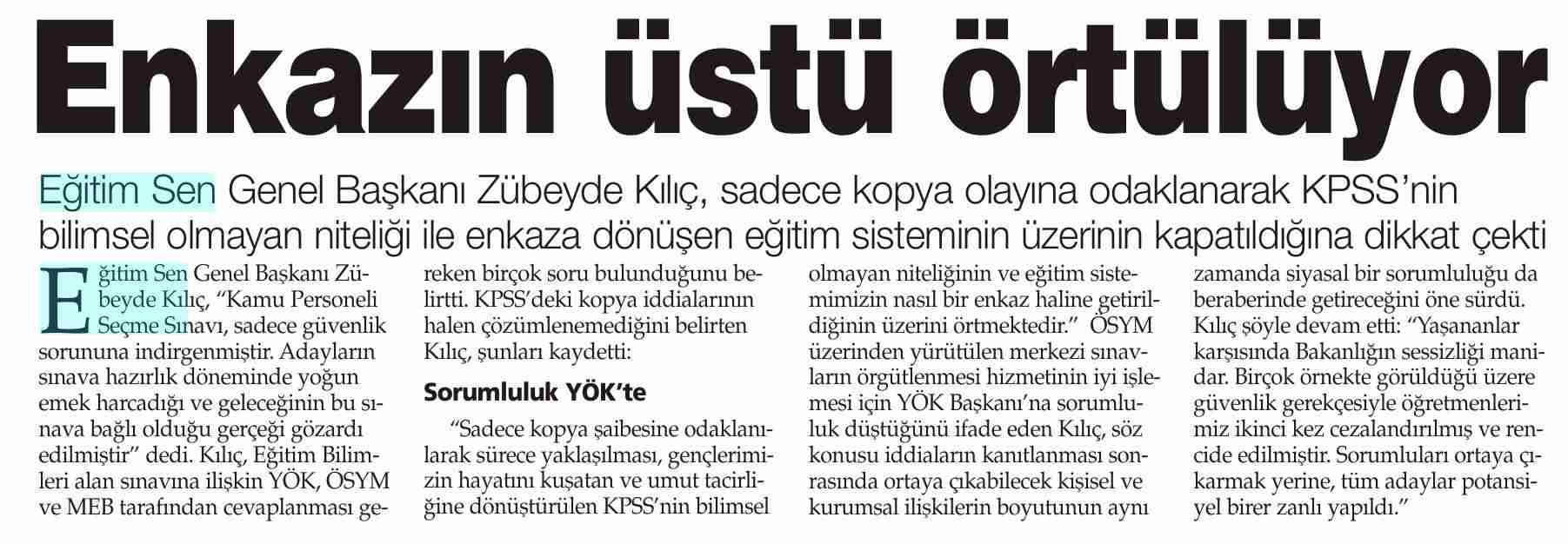 Enkazın Üstü Örtülüyor - Yeni Çağ