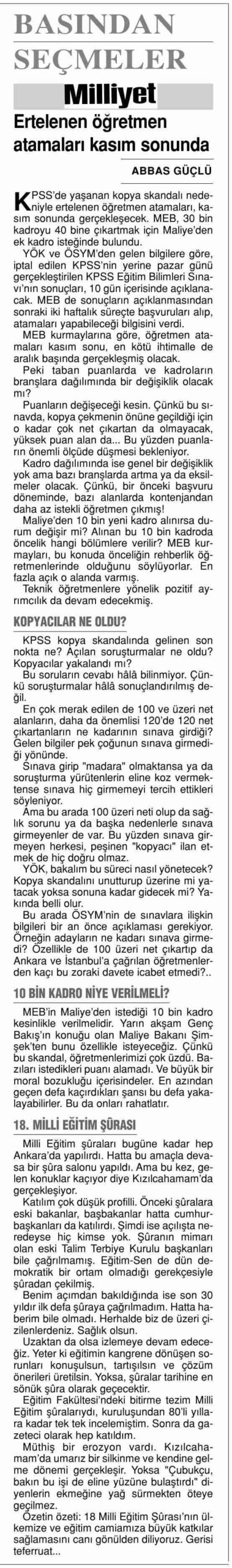 Ertelenen Öğretmen Atamaları Kasım Sonunda - Bizim Gazete