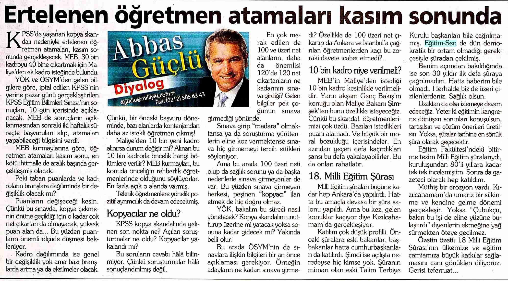 Ertelenen Öğretmen Atamaları Kasım Sonunda - Milliyet