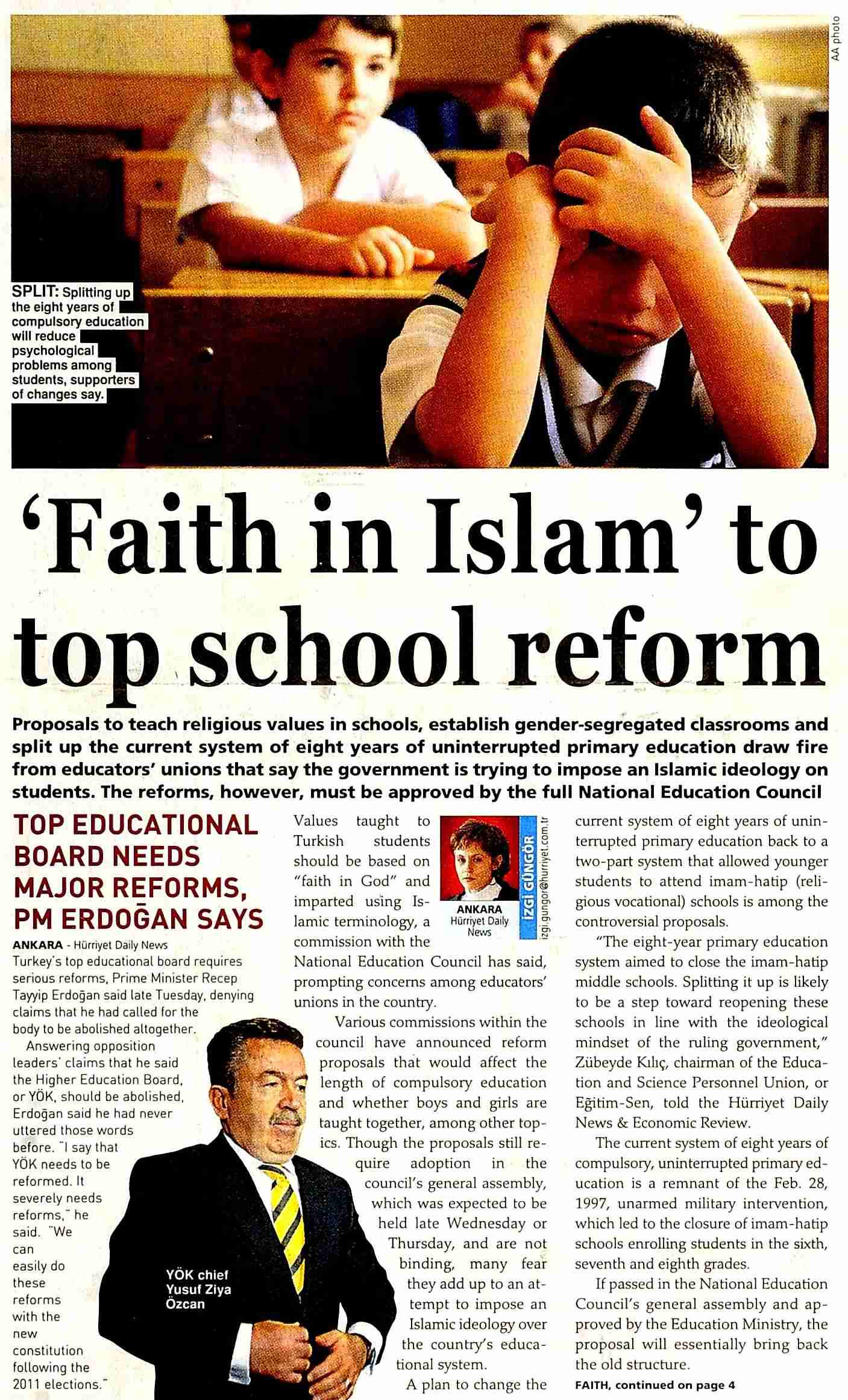 Faith İn İslam To Top School Reform - Hürriyet Daily News