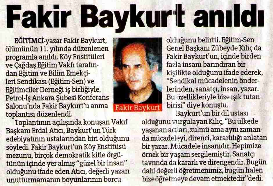 Fakir Baykurt - Hürriyet Ankara