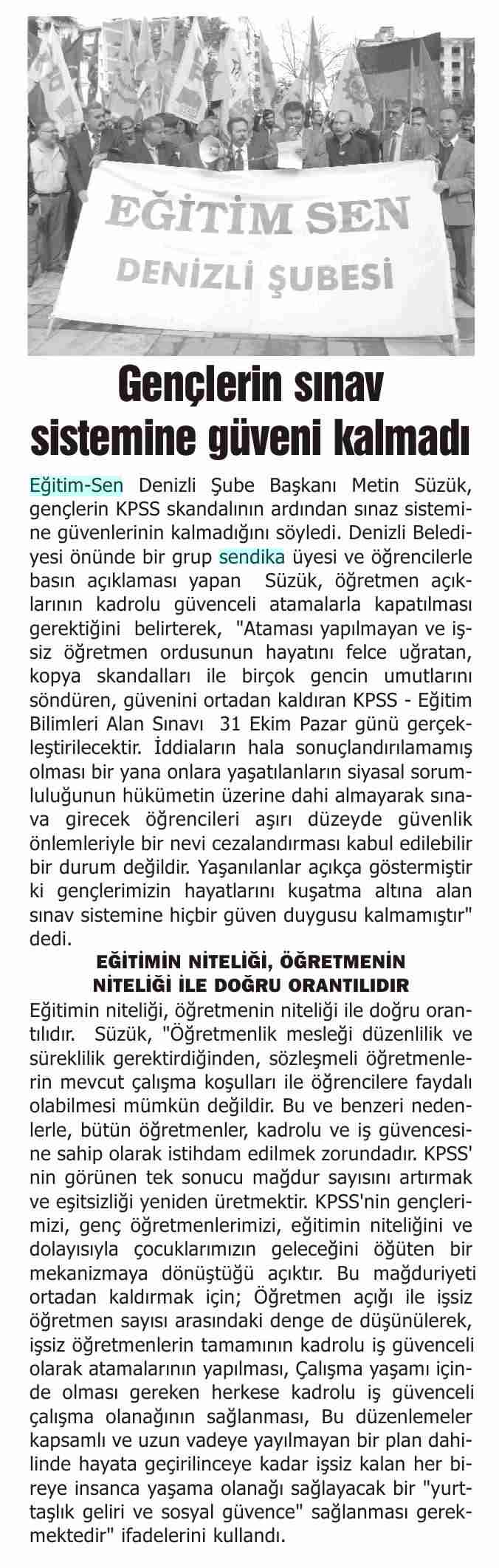 Gençlerin Sınav Sistemine Güveni Kalmadı - Gündem_denizli