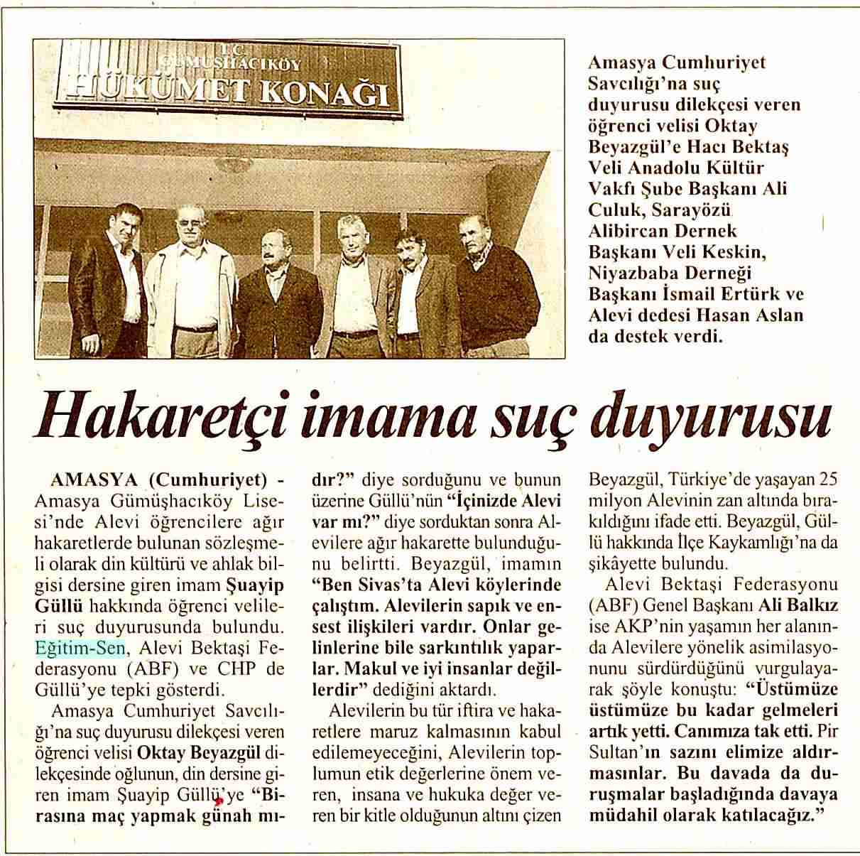 Hakaretçi İmama Suç Duyurusu - Cumhuriyet