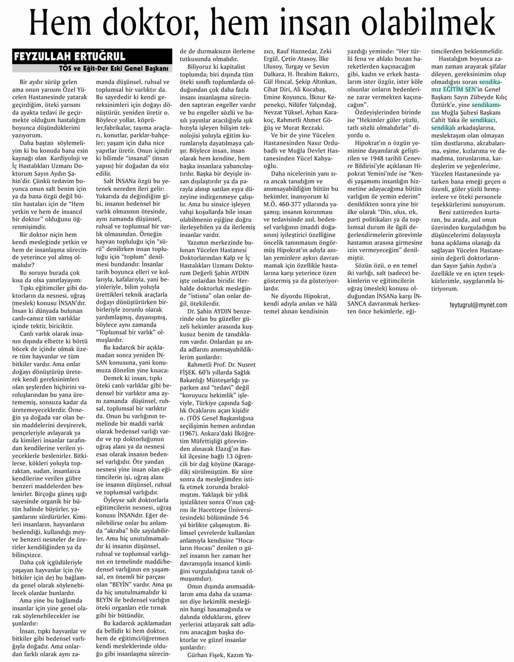 Hem Doktor Hem İnsan Olabilmek - Evrensel