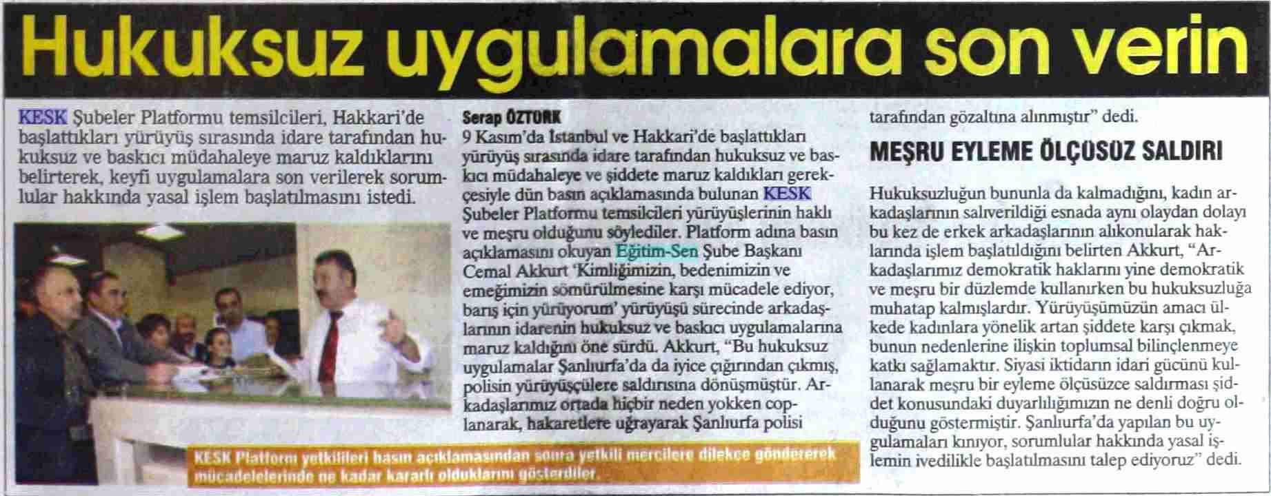 Hukuksuz Uygulamalara Son Verilsin - Kent