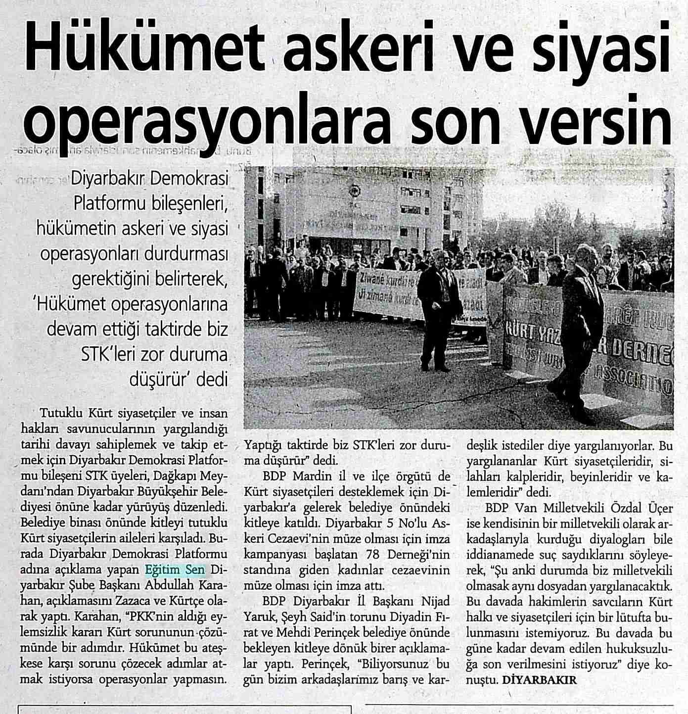 Hükümet Askeri ve Siyasi Son Versin - Günlük