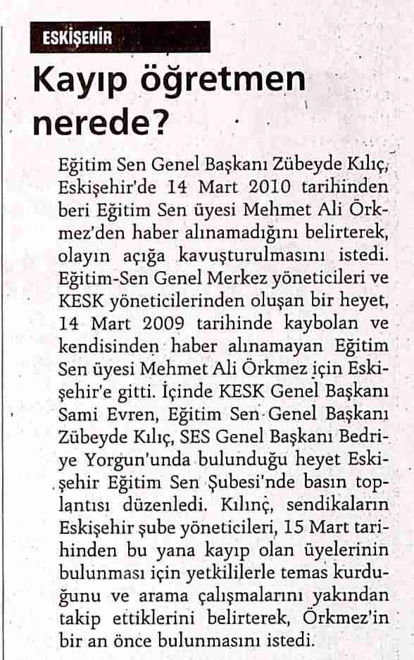 Kayıp Öğretmen Nerede? - Günlük