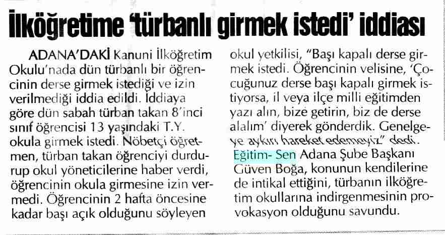 İlköğretime Türbanlı Girmek İstedi İddiası - Vatan
