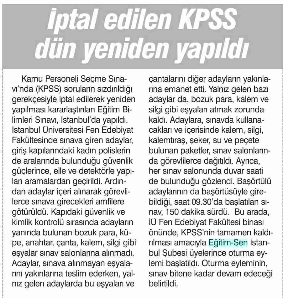 İptal Edilen KPSS Dün Yeniden Yapıldı - Günboyu