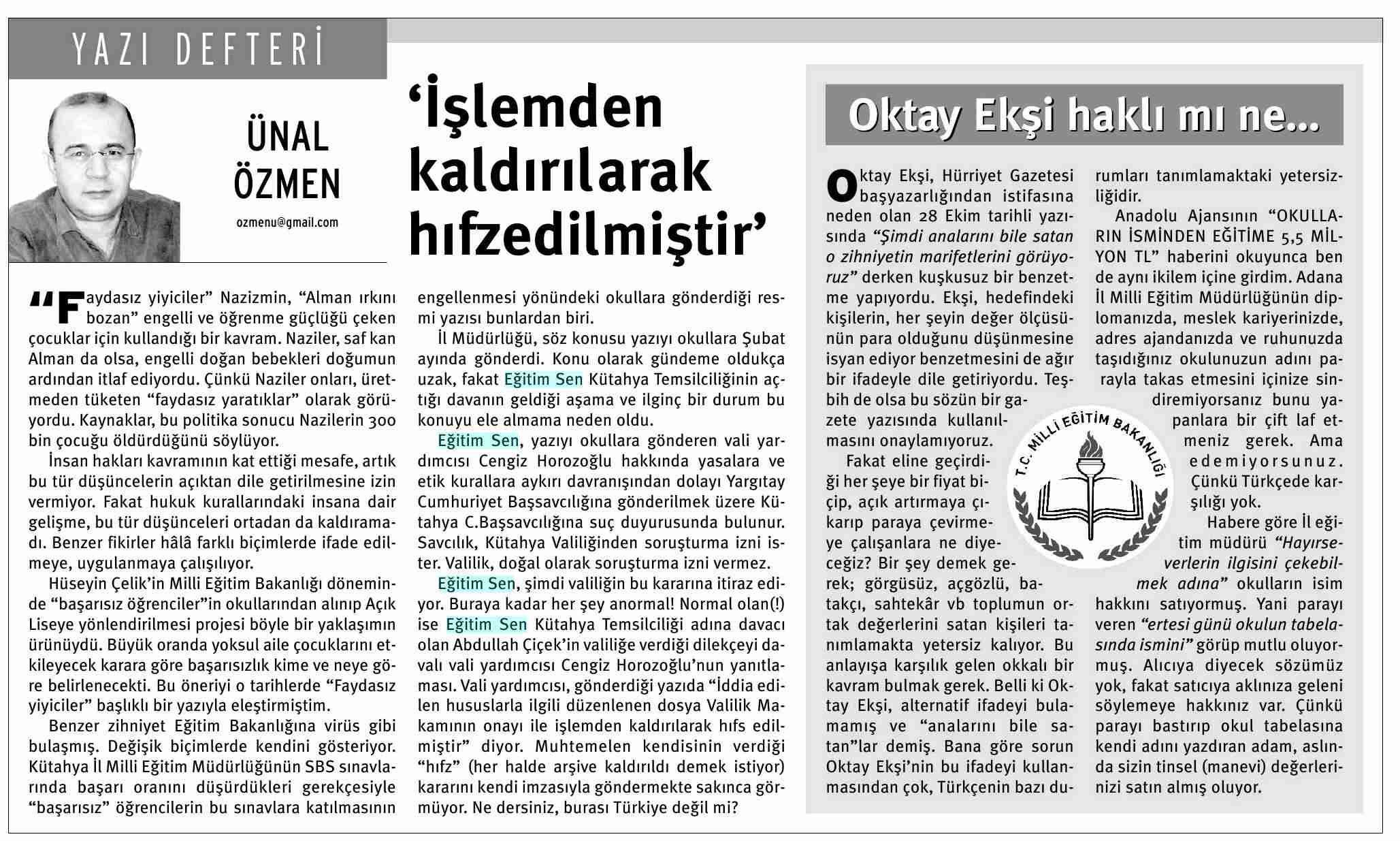 İşlemden Kaldırılarak Hıfza Edilmiştir - Birgün