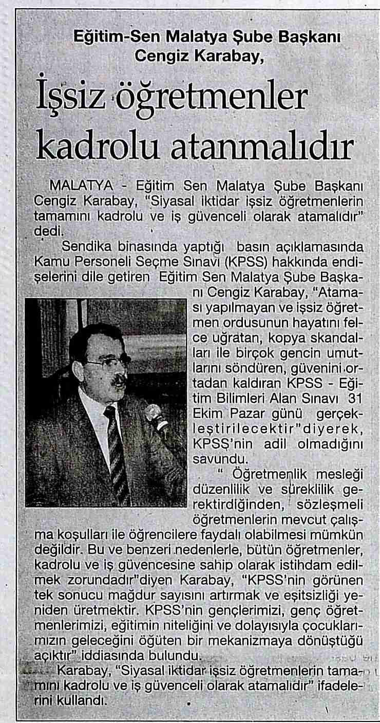 İşsiz Öğretmenler Kadrolu Atanmalıdır - İlk Haber