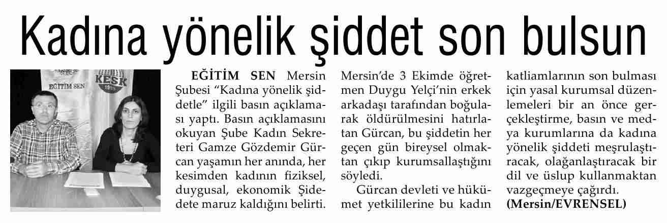Kadına Yönelik Şiddet Son Bulsun - Evrensel