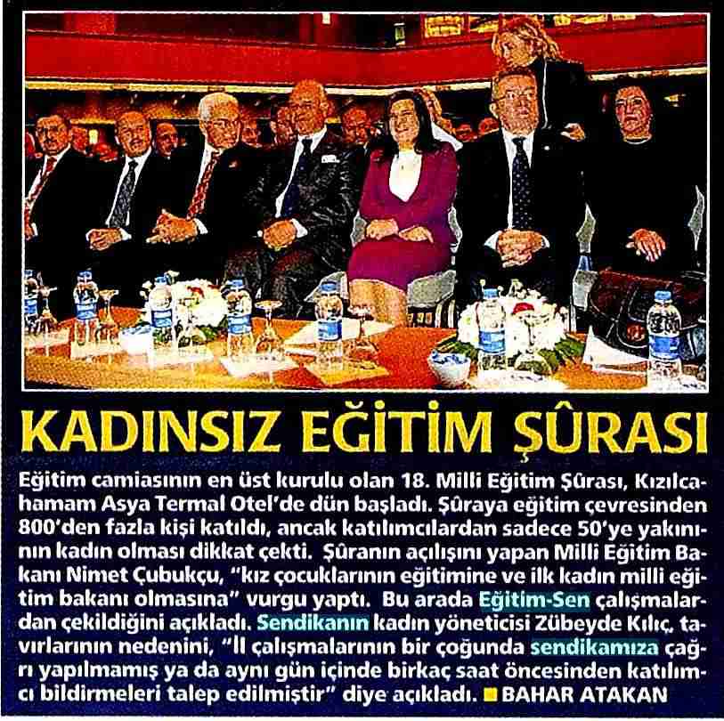 Kadınsız Eğitim Şurası - Milliyet