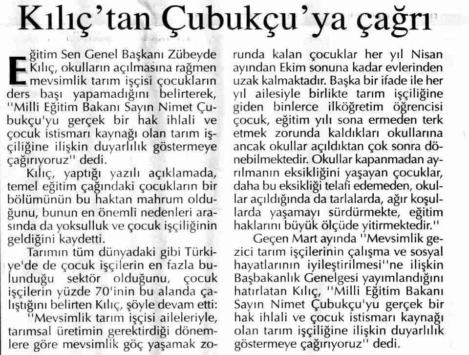 Kılıç'tan Çubukçu'ya Çağrı - Başkent