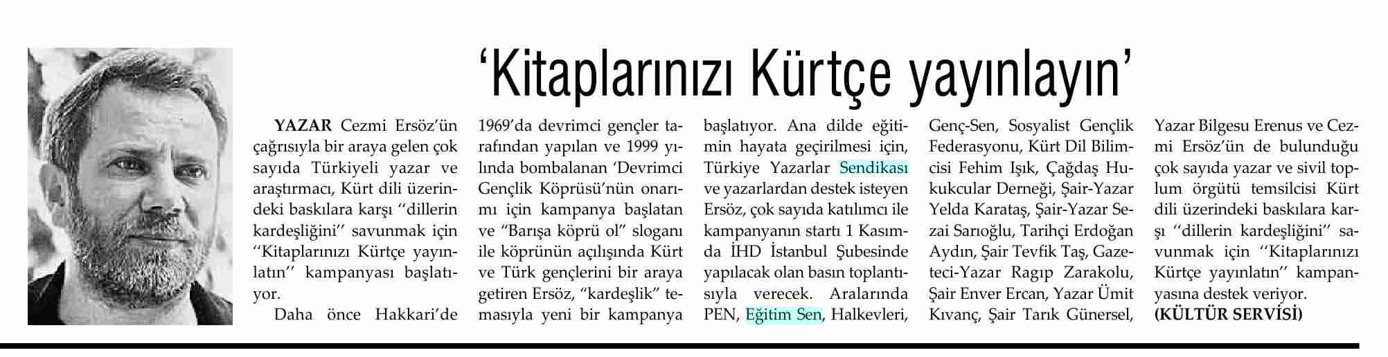 Kitaplarınızı Kürtçe Yayınlayın - Evrensel