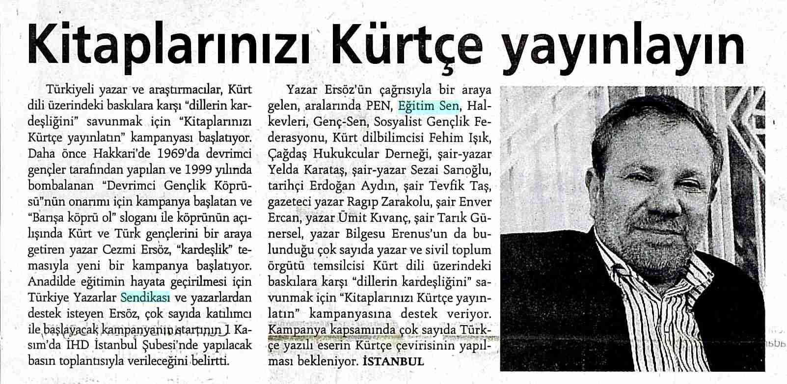 Kitaplarınızı Kürtçe Yayınlayın - Günlük