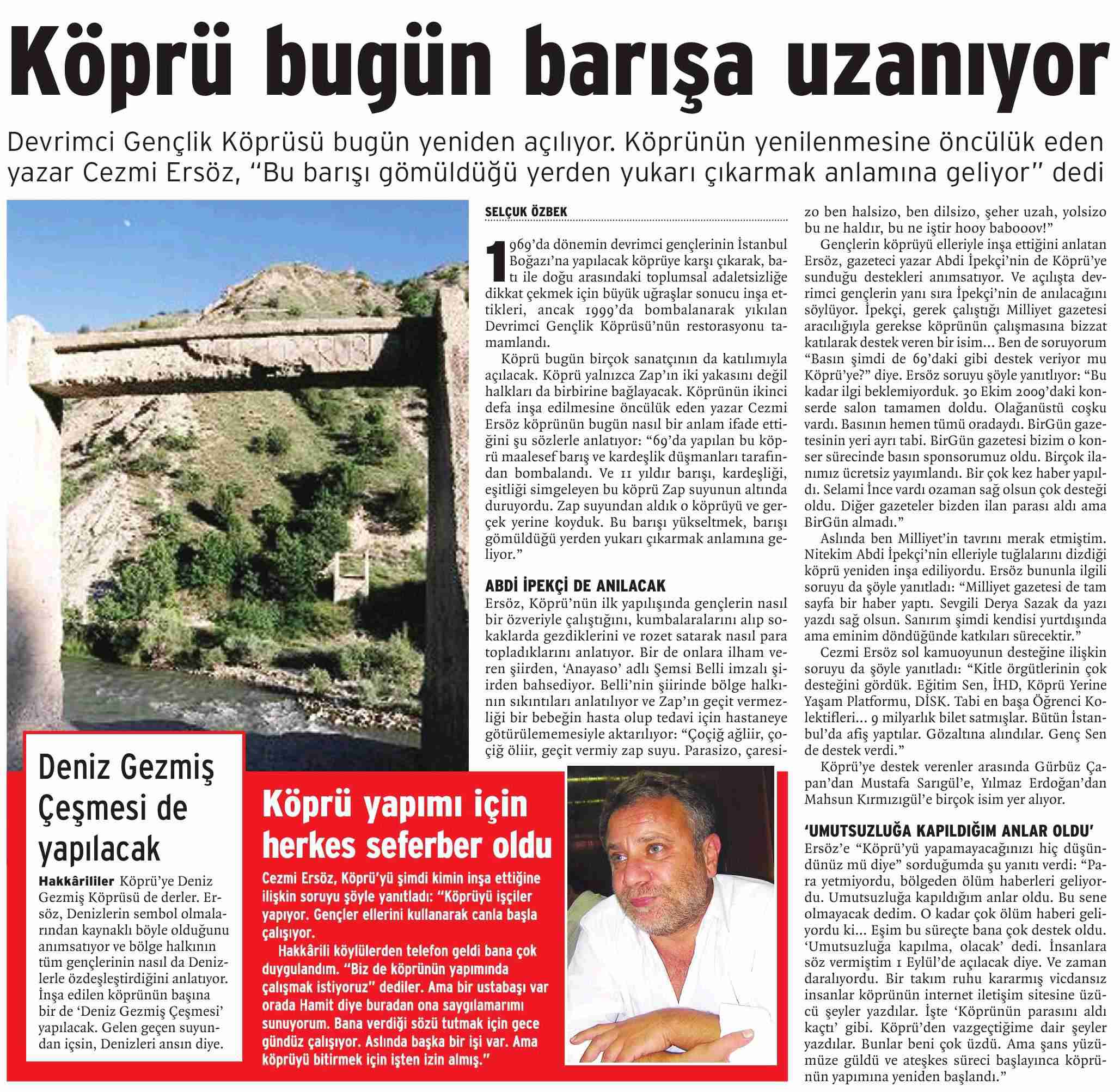 Köprü Bugün Barışa Uzanıyor - Birgün