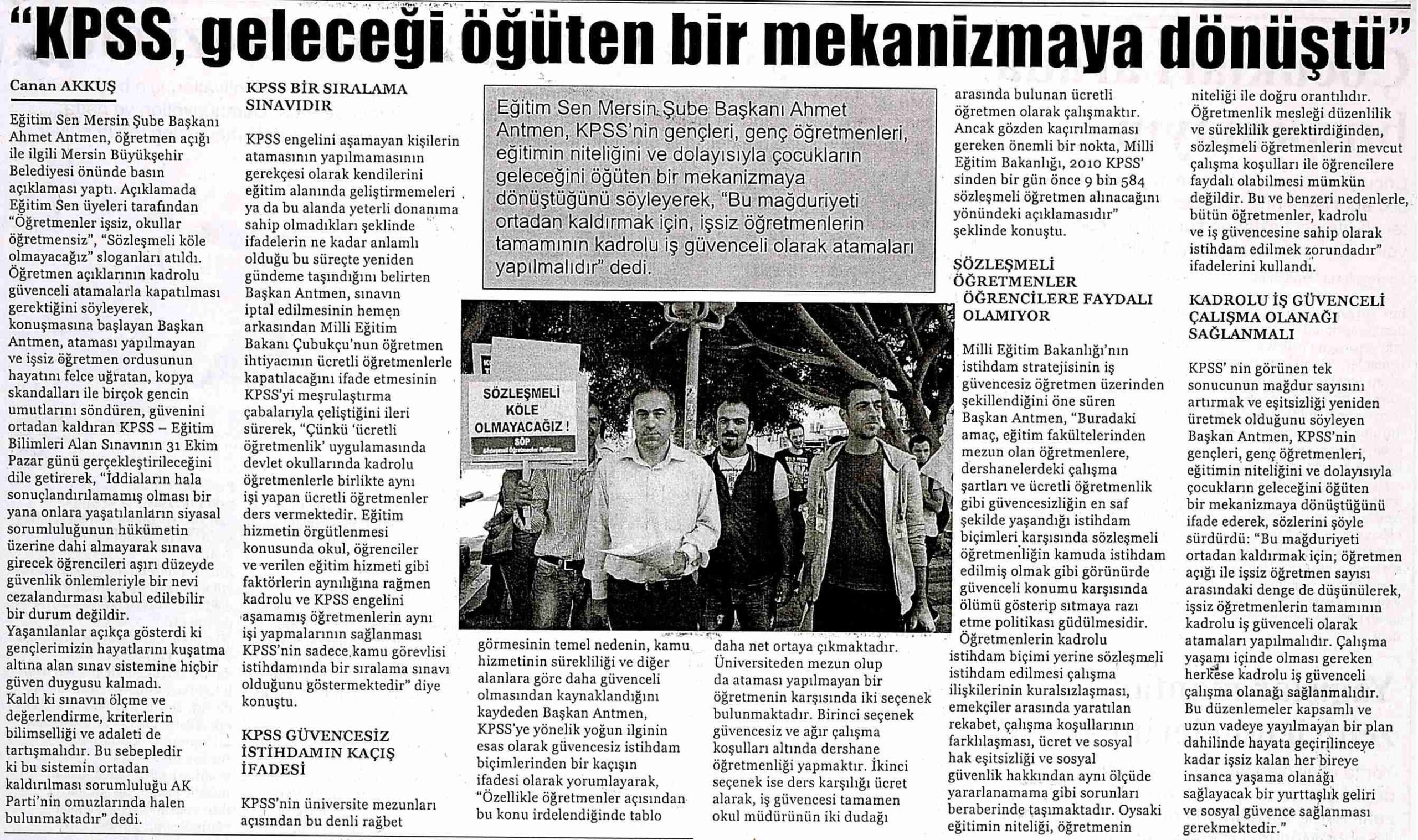 KPSS Geleceği Öğüten Bir Mekanizmaya Dönüştü - Mersin Çukurova