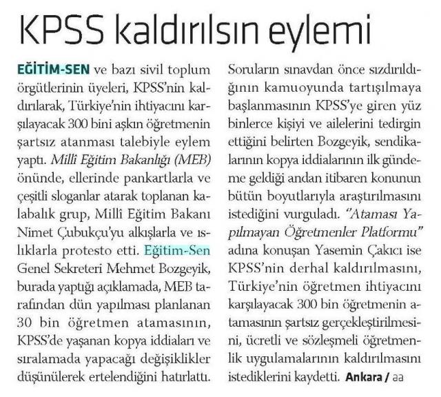 KPSS Kaldırılsın Eylemi