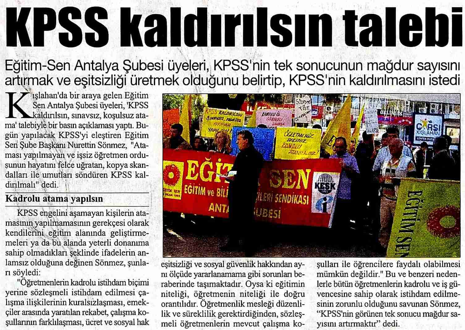 KPSS Kaldırılsın Talebi - Cumhuriyet Akdeniz