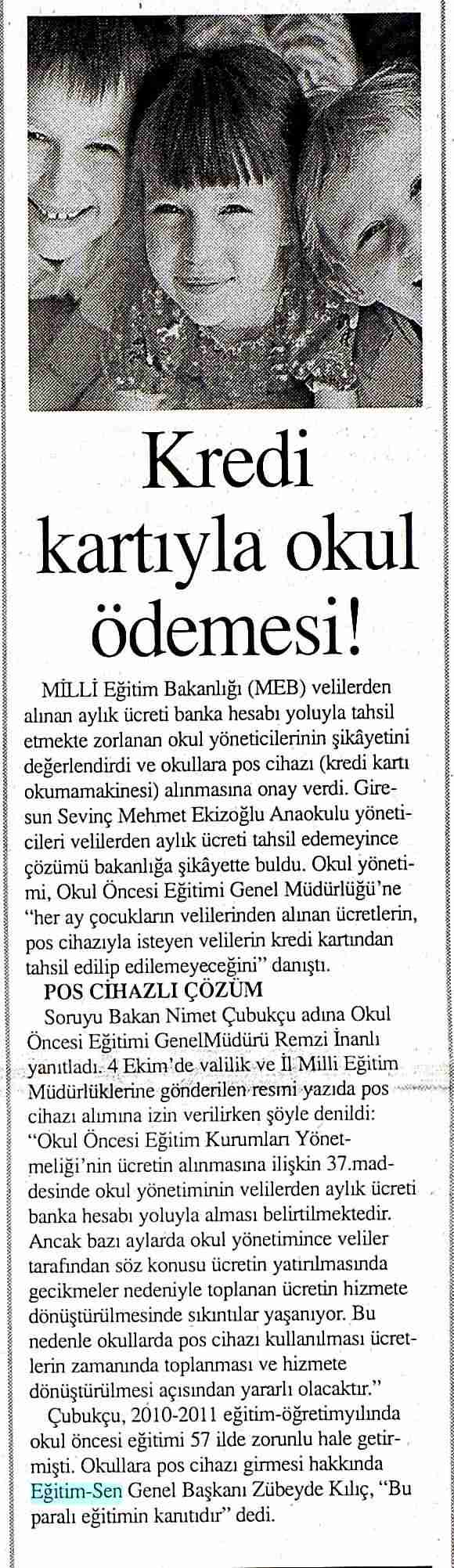 Kredi Kartıyla Okul Ödemesi! - Gazete 34