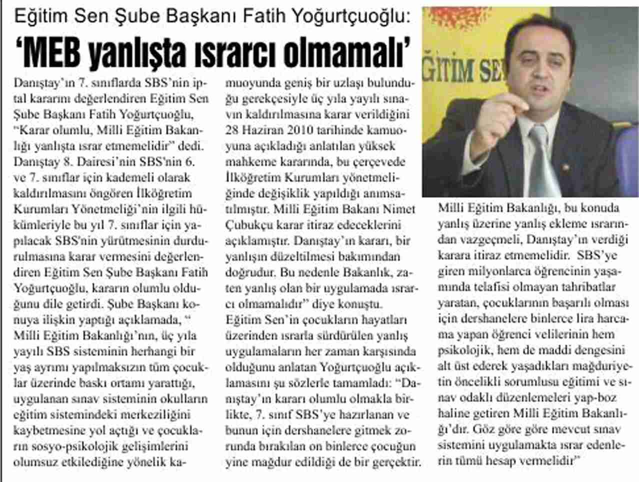 MEB Yanlışta Israrcı Olmamalı - Manisada Denge