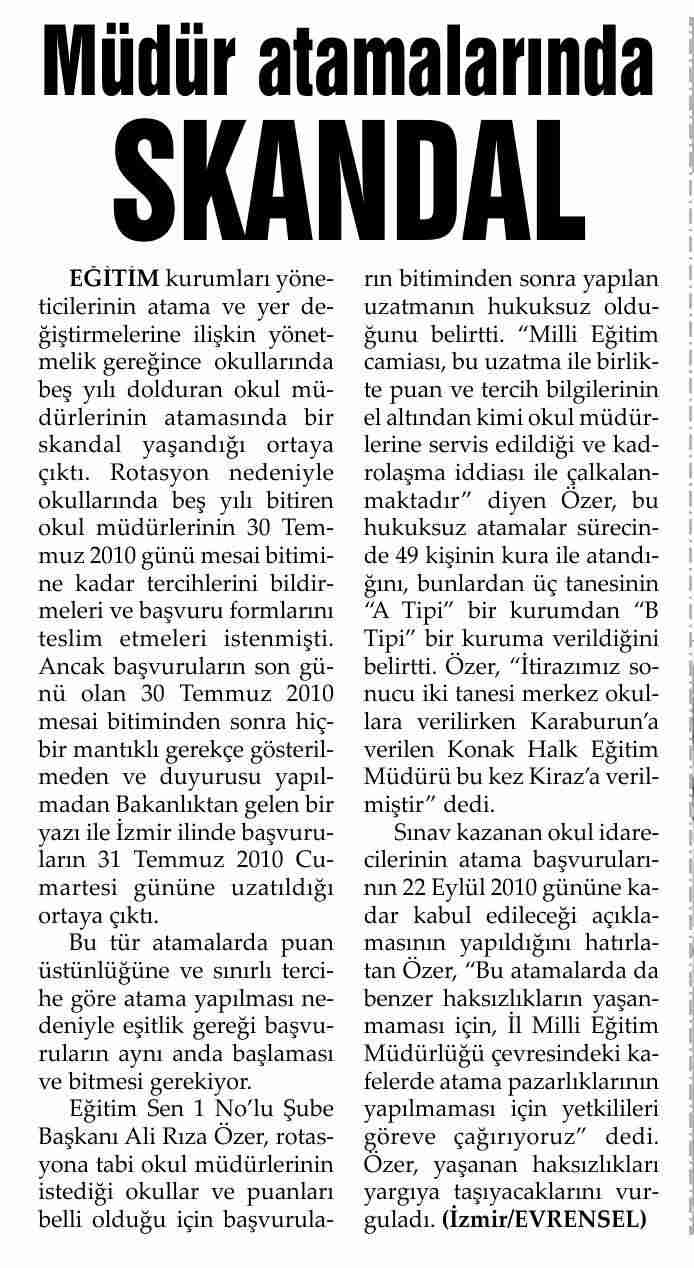 Müdür Atamalarında Skandal - Evrensel